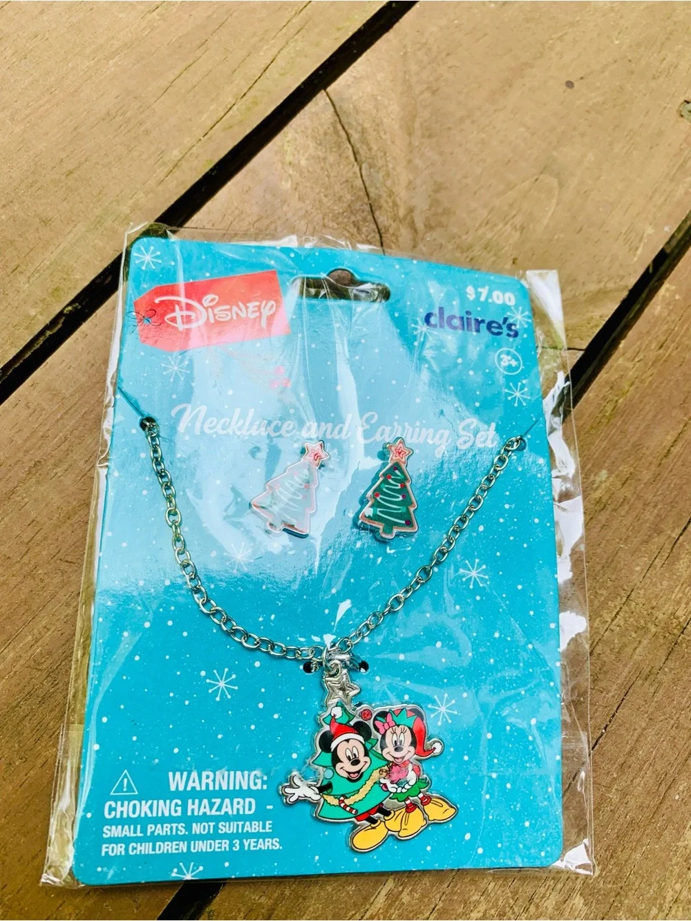 Disney Mickey & Minnie Holiday Necklace and Earrings Set - Green, Red, Yellow